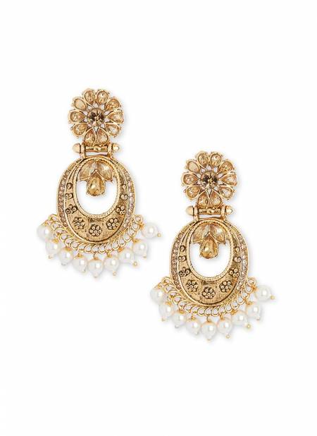 Antiqe Gold indian New Sparkly Designer For Party And Functions Latest Earrings Collection 1829